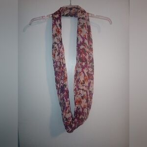 Floral Infinity Scarf - Purple and Orange
